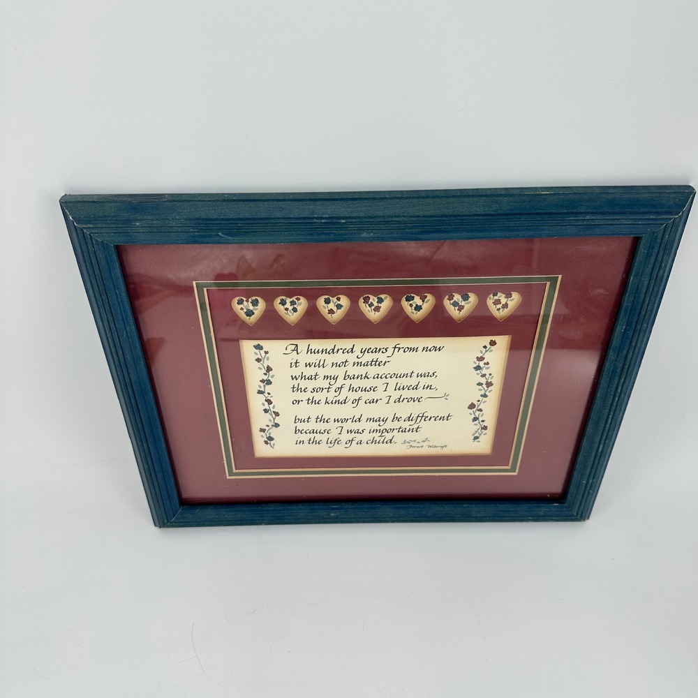Forest Witcraft Child Quote Framed Wall Art Blue Rustic Wood Frame Hearts Decor